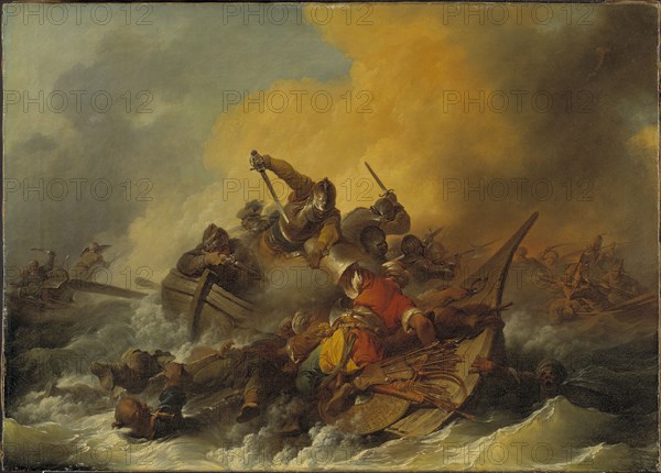 Battle at Sea between Soldiers and Oriental Pirates, 1767. Creator: Philip James de Loutherbourg.