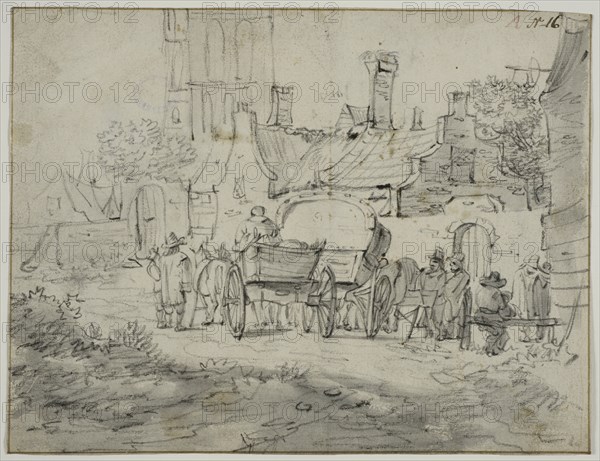 Village scene with carriages. Creator: Pieter Molijn.