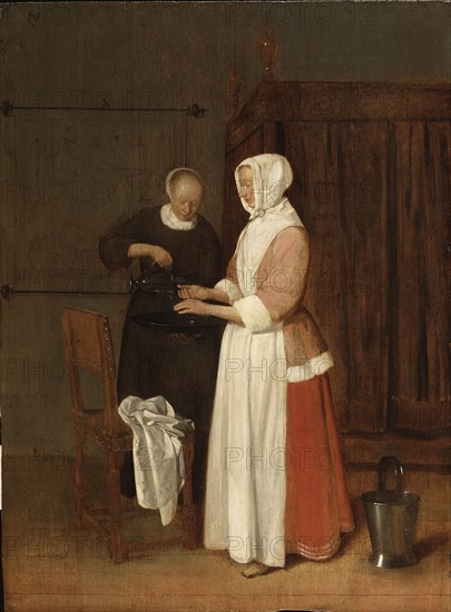 A Woman Washing her Hands, 1662. Creator: Gerritsz Quiringh van Brekelenkam.