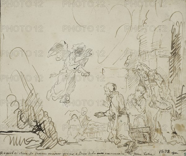 The angel departing from the Tobit family, c1641. Creator: Rembrandt Harmensz van Rijn.