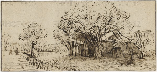 Farmhouse in a grove of trees, c.1655. Creator: Rembrandt Harmensz van Rijn.