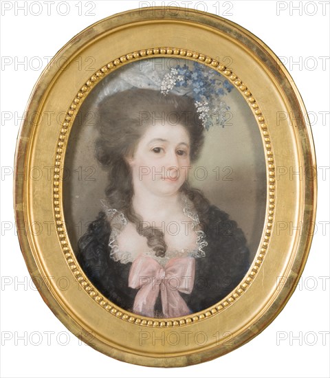 Lady portrait (with flowers in hat). Creator: Unknown.