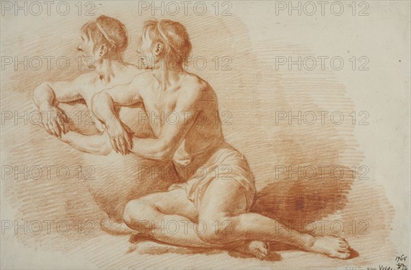 Study of a Male Nude Seated on the Ground. Creator: Adriaen van de Velde.