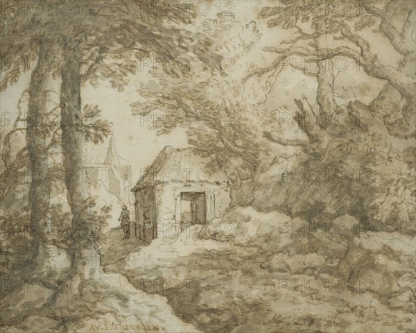 Rocky landscape with cottages. Creator: Allart van Everdingen.