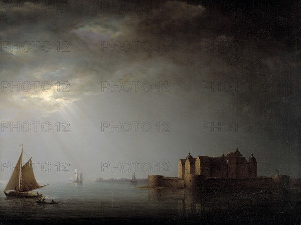 Kalmar Castle by Moonlight, 1835. Creator: Carl Johan Fahlcrantz.