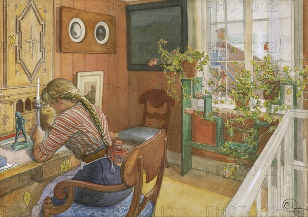 Letter-Writing, 1912. Creator: Carl Larsson.