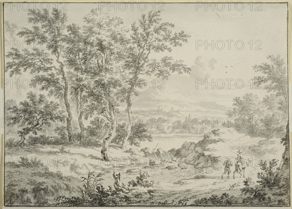 Italian landscape with two travelers. Creator: Dirck Dalens II.