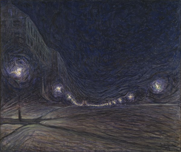 Hornsgatan by Night, 1902. Creator: Eugène Jansson.