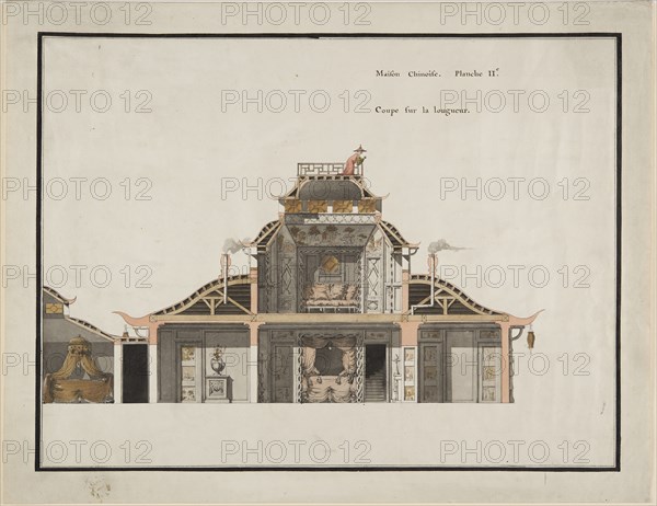 The Chinese pavilion at Le Désert de Retz, cross section. Creator: François Nicolas Henri Racine de Monville.