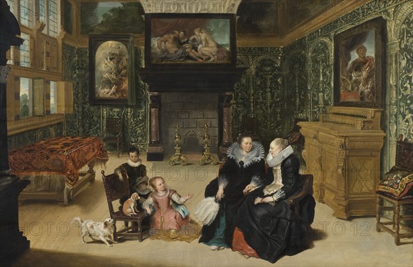 Interior, called "Rubens' salon". Creators: Frans Francken II, Cornelis de Vos.