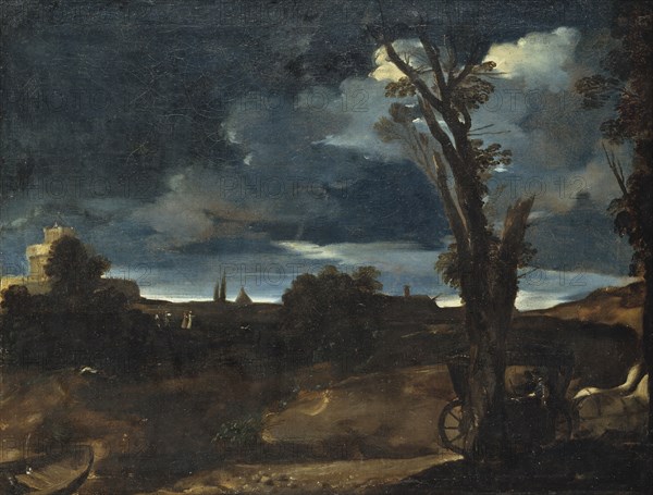 Moonlight Landscape. Creator: Guercino.