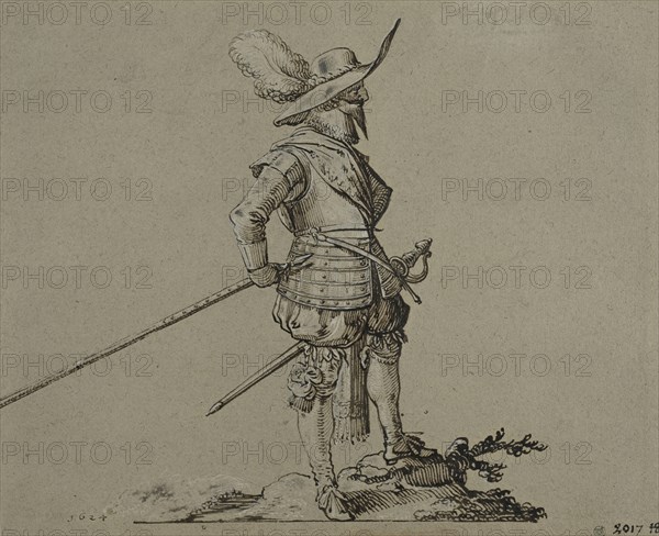 Officer facing right, holding spear. Creator: Herman Breekerveld.