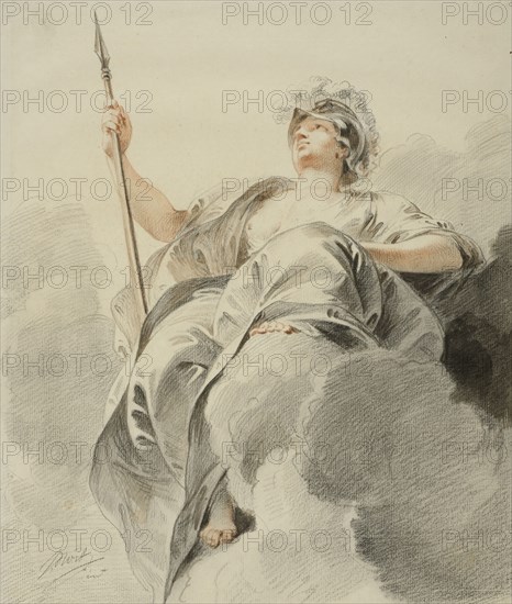 Minerva seated on a cloud. Creator: Jacob de Wit.