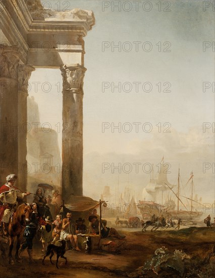 Harbour with Antique Ruins, 1648. Creator: Jan Baptist Weenix.