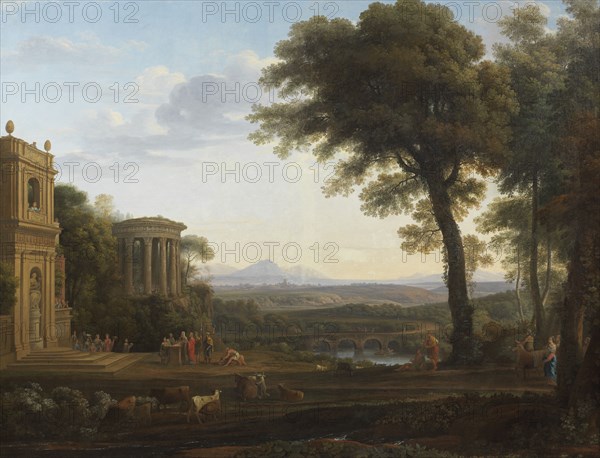 Landscape with Psyche's father sacrificing at the Temple of Apollo in Miletos. Creator: Nicolas-Didier Boguet.