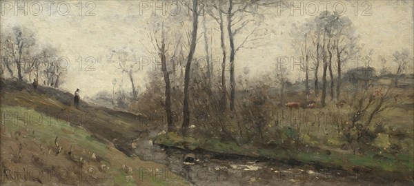 Landscape with a Running Brook. Scene from the Carolles in Normandy, 1880s. Creator: Per Ekstrom.