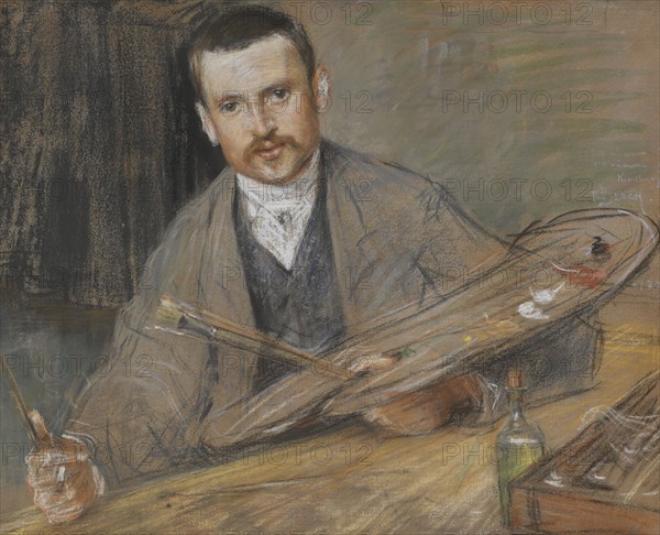 Johan Kindborg, 1861-1907, artist, married to wood engraver Emy Edman, 1880s. Creator: Sven Richard Bergh.