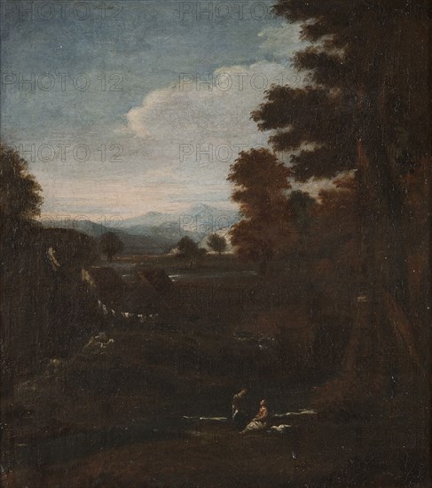 Mountainous Landscape with Waterfall, c17th century. Creator: Unknown.