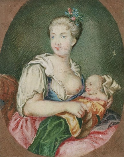 Woman with infant at her breast, c18th century. Creator: Unknown.