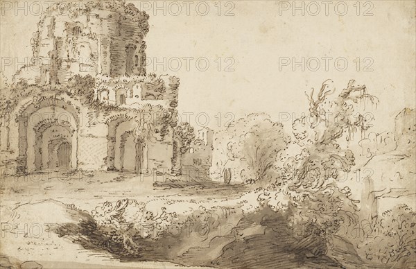 Landscape with ancient ruins, unknown date. Creator: Anon.