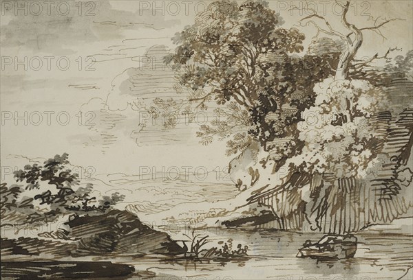 Landscape with a stream, unknown date. Creator: Anon.