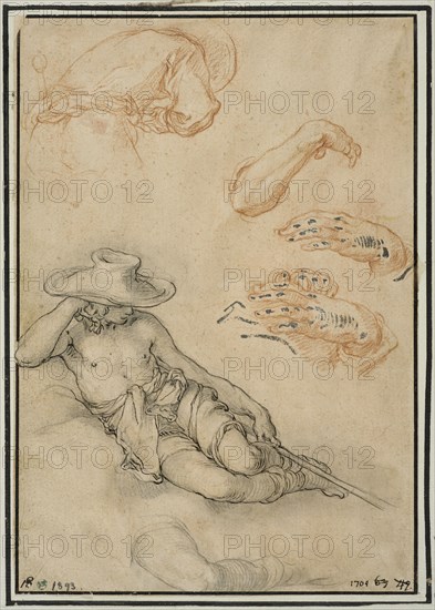 Study of Shepherd at Rest, with several detail studies. Creator: Abraham Bloemaert.