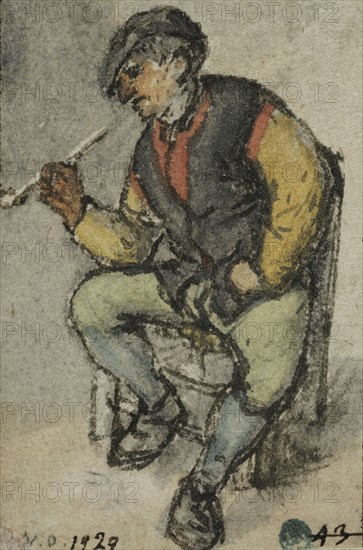 Seated farmer smoking a pipe. Creator: Adriaen van Ostade.