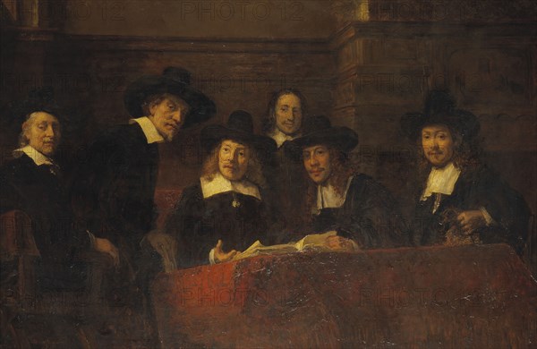 Staalmeesters. After Rembrandt, from 1876 until 1877. Creator: Ernst Josephson.