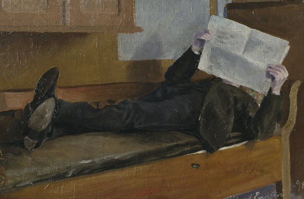 The Artist's Father, Reading a Newspaper, 1892. Creator: Albert Engstrom.