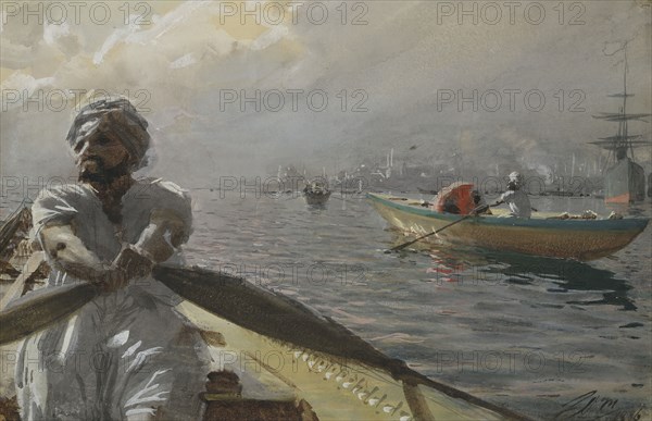 Turkish Boatman in the Constantinople Harbour, 1886. Creator: Anders Leonard Zorn.