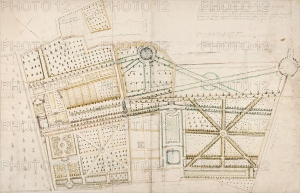 Project to redesign the garden for Mr. Brunet and Pidou at Brunoy, 1687. Creator: Andre Le Notre.