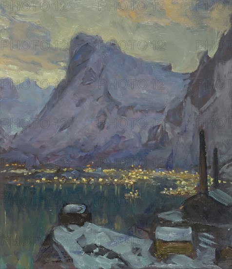 Svolvaer Harbour at the Height of the Fishing Season.Study from Lofoten, 1934. Creator: Anna Katarina Boberg.