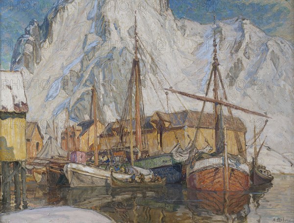 The Harbour at Svolvaer, Lofoten. Creator: Anna Katarina Boberg.