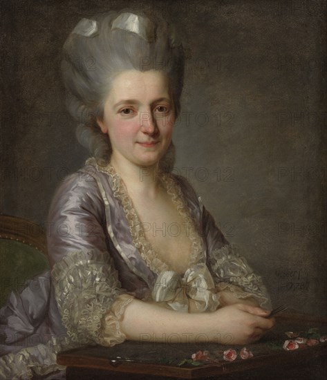 Portrait of unknown botanist, possibly Elisabeth Julienne Pommereul Dugage, 1778. Creator: Antoine Vestier.