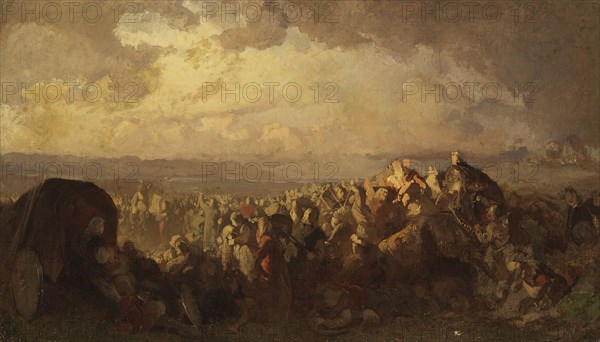 The Battle of Bråvalla. Study. Creator: Johan August Malmström.