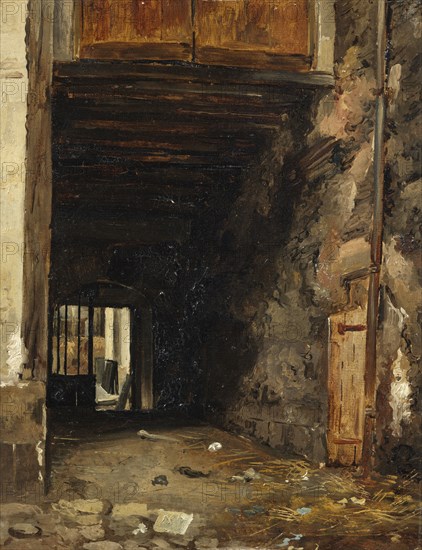 The Entrance of a Courtyard, 1820s. Creator: Auguste Xavier Le Prince.