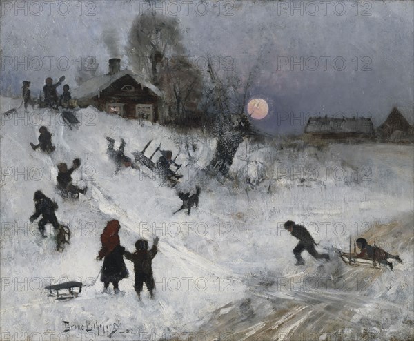 Sledging, 1882. Creator: Bruno Liljefors.