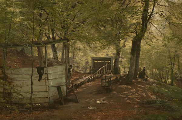 Skittle-alley in Saeby Forest. Spring Morning, 1882. Creator: Carl Frederik Aagaard.