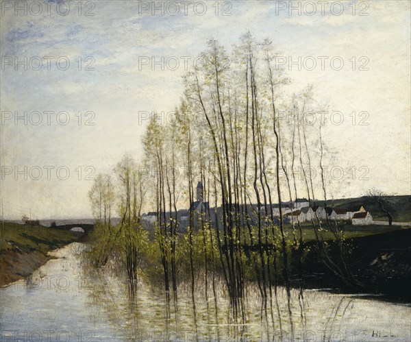 River Landscape, Champagne, 1876. Creator: Carl Fredrik Hill.