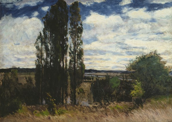 Seine. Landscape with Poplars, 1877. Creator: Carl Fredrik Hill.