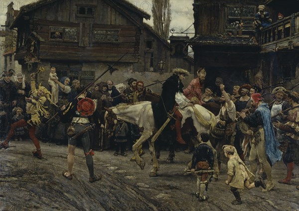 Peder Sunnanväder's and Mäster Knut's Ignominious Entry into Sthlm 1526, 1879. Creator: Carl Gustaf Hellqvist.