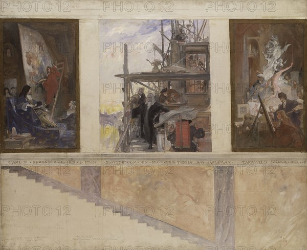 Second Proposed Decoration of the Walls in the Lower Hall of the Nationalmuseum, 1890-1891. Creator: Carl Larsson.