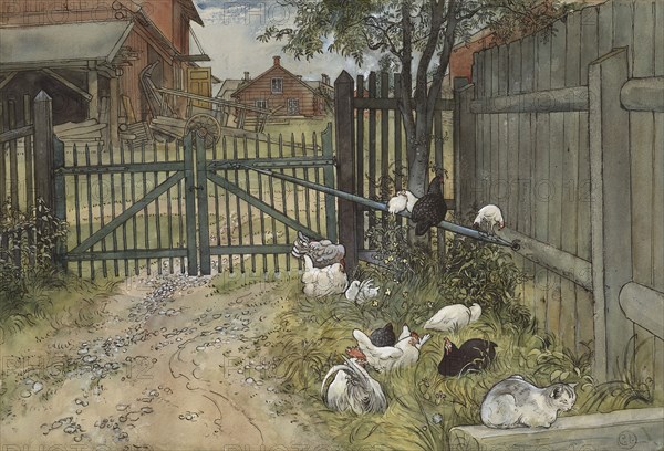 The Gate. From A Home (26 watercolours). Creator: Carl Larsson.