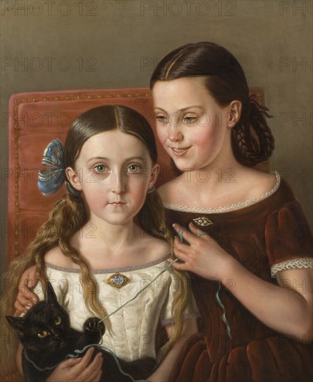 Sigrid and Anna Mazér, Nieces of the Artist, 1858. Creator: Carl Peter Mazer.