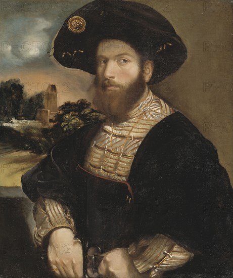 Portrait of a Man Wearing a Black Beret,  c.1530. Creator: Dosso Dossi.