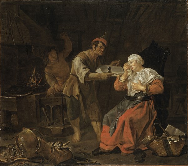 Weeping Woman in a Blacksmith's Shop, mid-17th century. Creator: Gabriel Metsu.