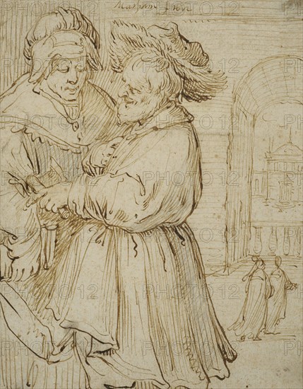 A Man and a Woman Conversing, 1612. Creator: Jacob Matham.