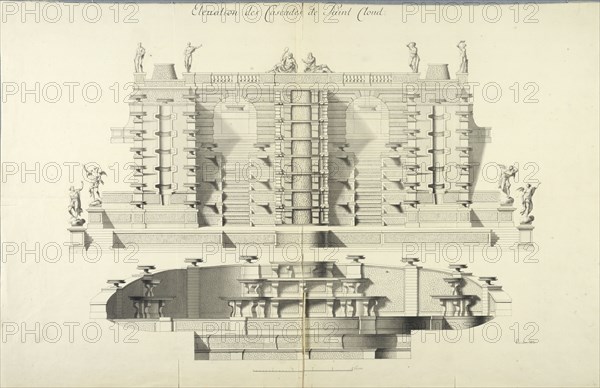 Grand Cascade of Saint-Cloud, facade. Creator: Jean-Baptiste-Alexandre Le Blond.