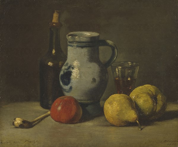 Still Life with a grey Jug, 1862. Creator: Jules Dupré.