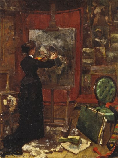 Self portrait, 1876. Creator: Mimmi Zetterstrom.